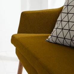 Mørteens Banquette Nicholas II - Jaune curry -Bancs Soldes Boutique sofabank nicholas ii webstoff eiche massiv currygelb 4647088