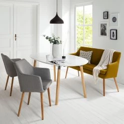Mørteens Banquette Nicholas II - Jaune curry -Bancs Soldes Boutique sofabank nicholas ii webstoff eiche massiv currygelb 4647096